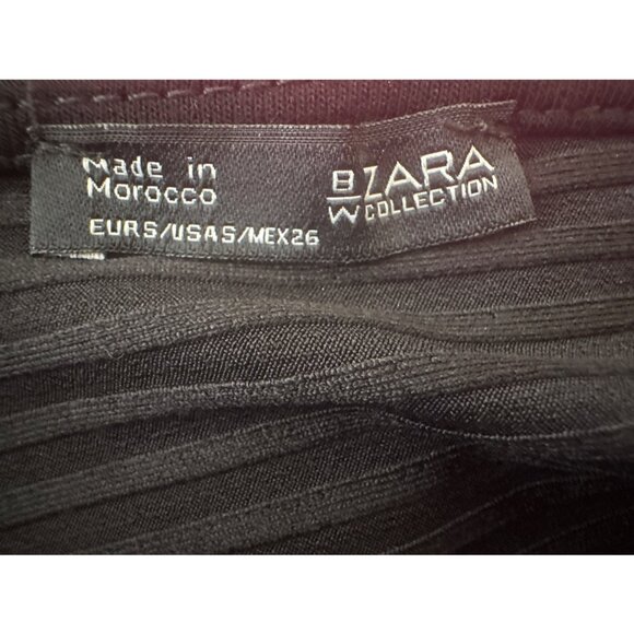 2/$30 ZARA Black Ribbed Small Deep V-Neck Bodysuit Stretch Knit - Picture 4 of 10